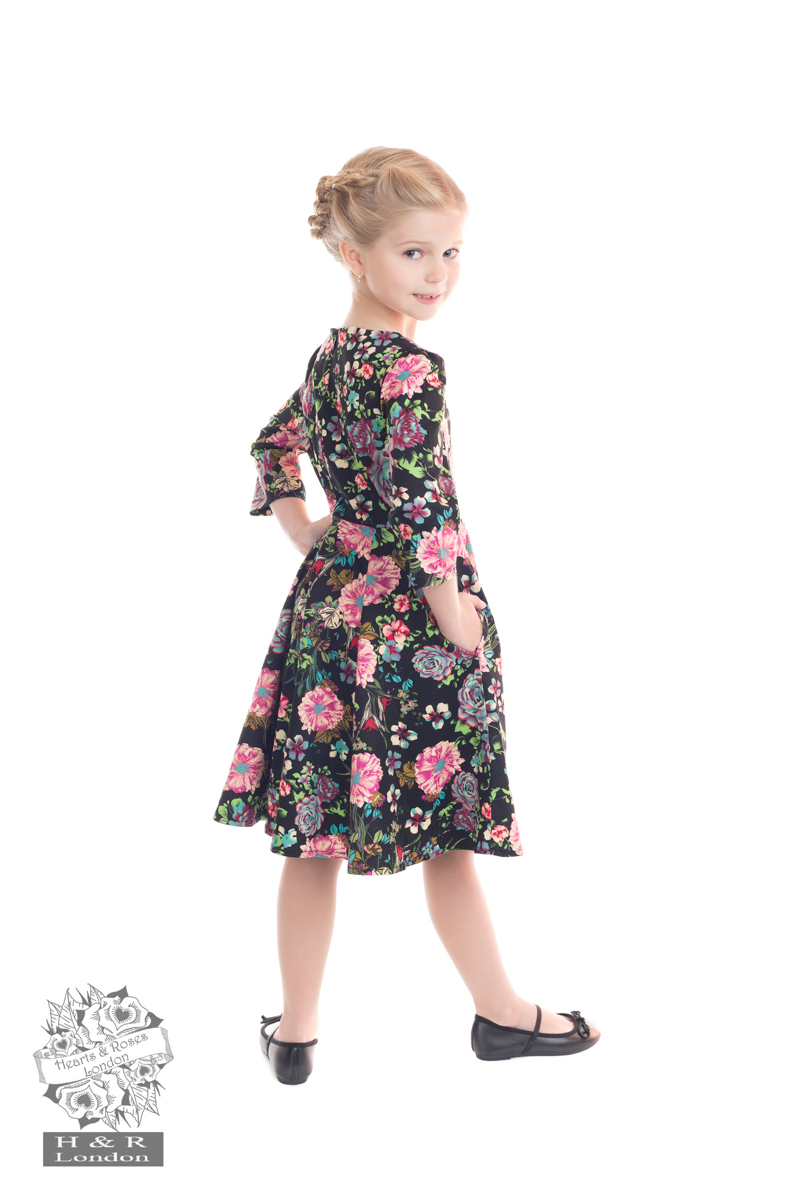 Romantic Bloom 3/4 Sleeves Swing Dress (KIDS) ONLY 3-4, 5-6